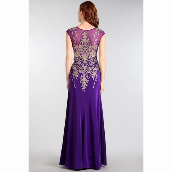 1572 Pink or Purple or Red Gold Lace Dress - Picture 3 of 14